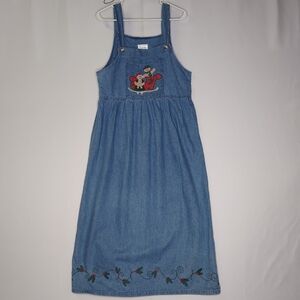 Vtg 90's Modest Jumper Dress Women 8 Gingerbread Christmas Holiday Bib Front